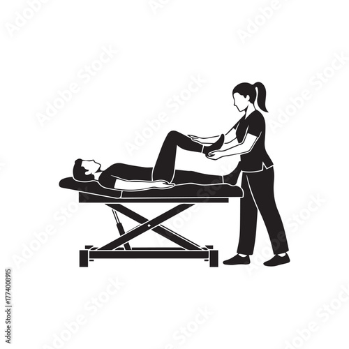 Physical therapist silhouette healthcare and rehabilitation icon