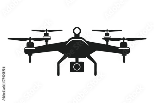 drone black and white silhouette on white background
