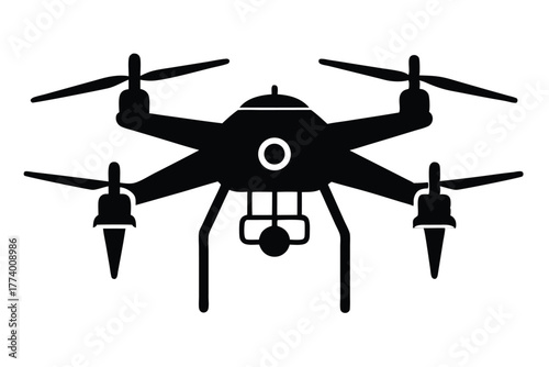 drone black and white silhouette on white background