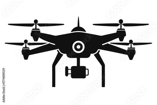 drone black and white silhouette on white background
