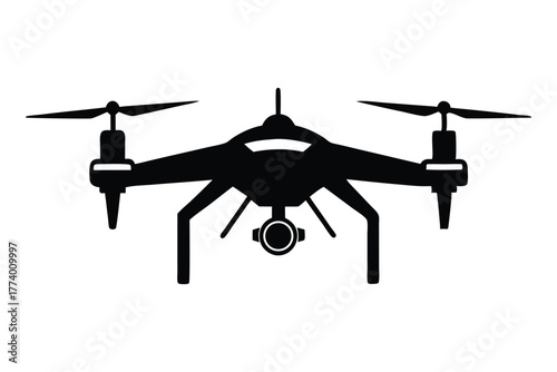drone black and white silhouette on white background