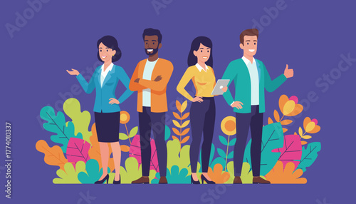 Smiling diverse professional team collaboration growth and success