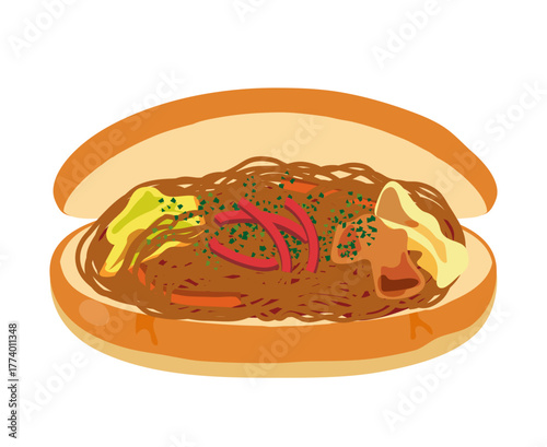 やきそばパンのイラスト