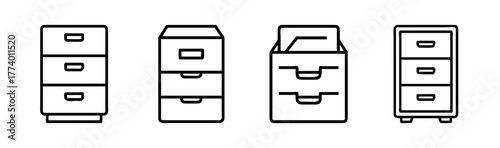 Clean vector illustration of a modern filing cabinet icon