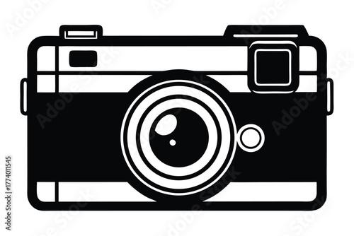 disposable camera black and white silhouette