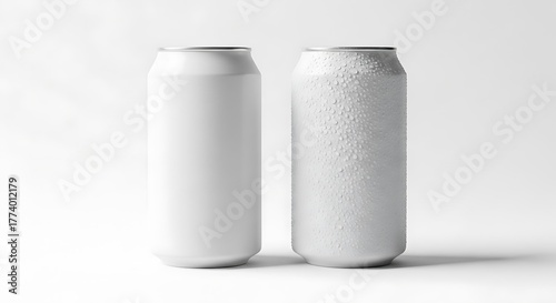 Wallpaper Mural Two white aluminum cans, one with condensation, isolated on white background Torontodigital.ca