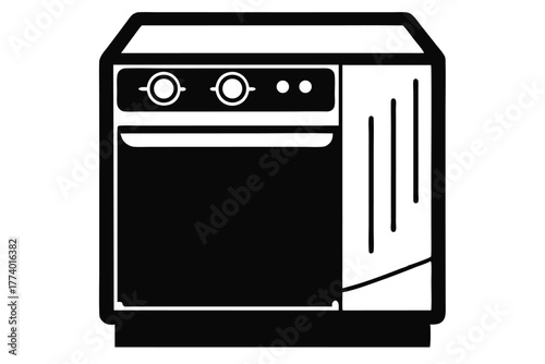 dishwasher black and white silhouette vector illustration