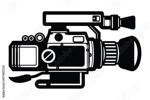 digital video camera black and white silhouette vector 