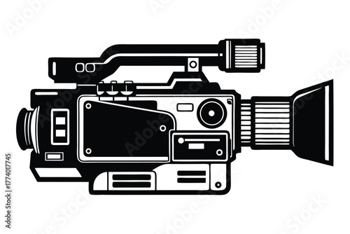 digital video camera black and white silhouette vector 