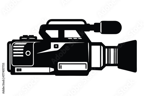 digital video camera black and white silhouette vector 