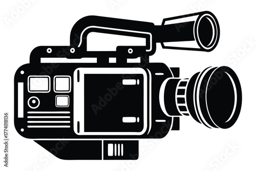 digital video camera black and white silhouette vector 