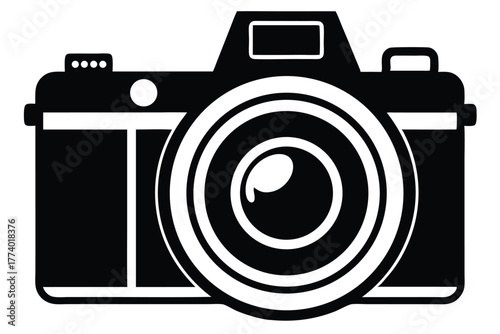 digital single lens reflex camera black and white background