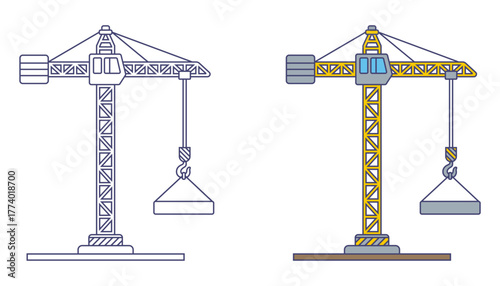 Construction crane icon for building houses. Flat illustration.