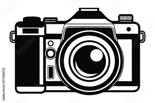 digital single lens reflex camera black and white background