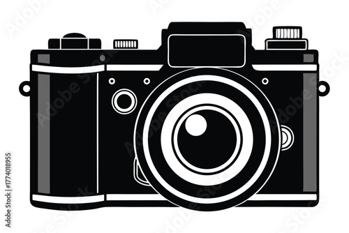 digital single lens reflex camera black and white background