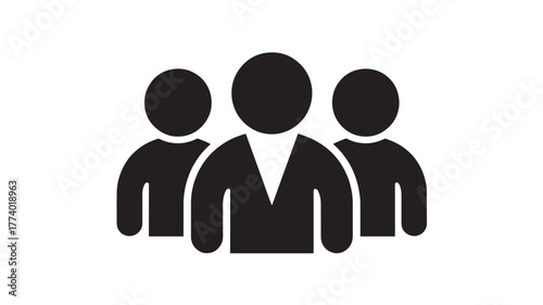 Teamwork icon a simple flat vector glyph illustration representing group of people isolated on white background