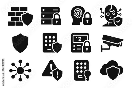 Panel access icon vector intrusion security encrypted data alert lock icons node