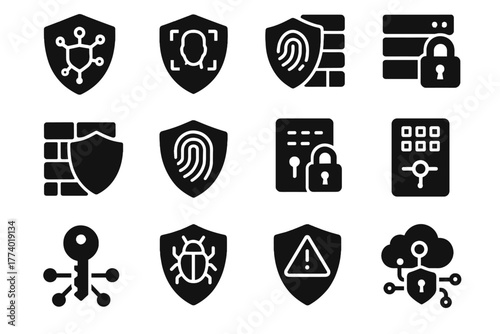Icon access vector control icons node module futuristic cloud intrusion network key