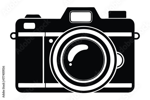digital single lens reflex camera black and white background