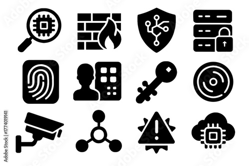 Icon alert vector cloud camera panel icons threat security scanner ai detector