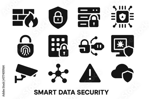 Security vector protection smart intrusion cloud icons node alert control network pad