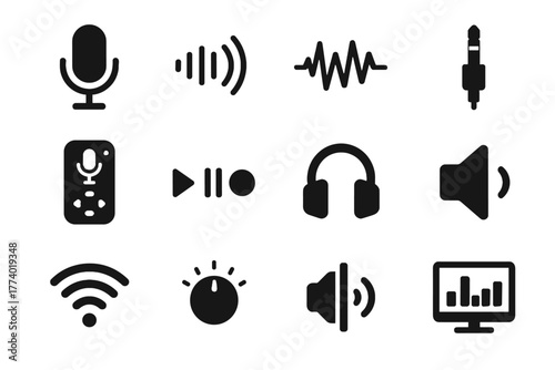 Icon headphone jack voice vector speaker scanner control dial ai audio volume