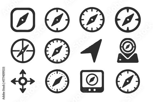 Icon icons rotating orientation gps modern circular lines markings digital compass plate