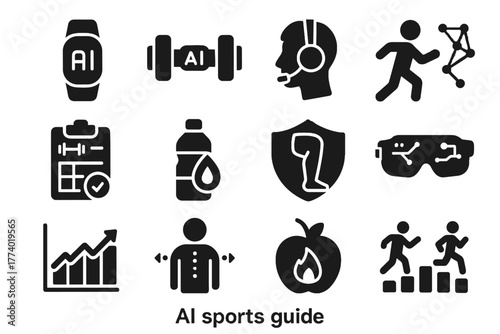 Ai smart icon goggles vector sports coach symbol performance correction training prevention