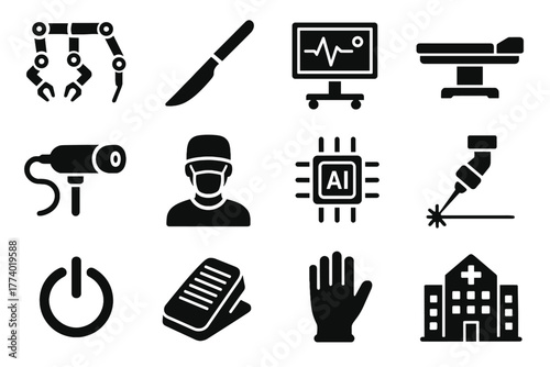 Avatar pedal chip laser medical icon icons ai robotic sterile surgery vector