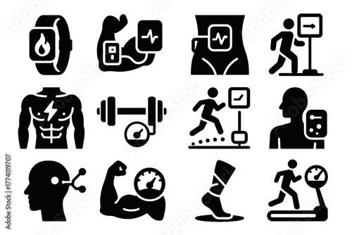 Tracker icon monitor endurance sensor calorie step vector max fitness height