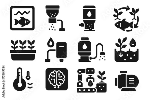 Unit vector control sensor plant automated icon aquaponics fish set cycling robot