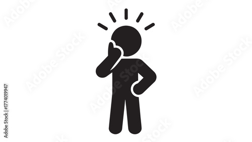 Thinking stick figure vector icon a person with an idea isolated on white background