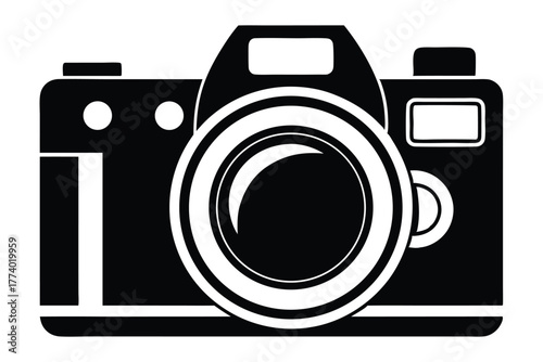 digital single lens reflex camera black and white background
