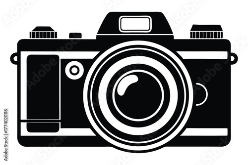 digital single lens reflex camera black and white background
