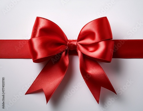 white backdrop featuring a red ribbon bow studio photograph