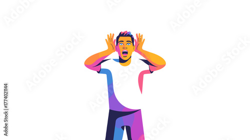 A surprised man with hands on his head, expressing shock and surprise.