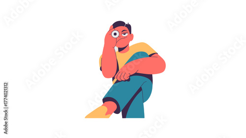 A person is sitting and lost in thoughts, expressing feelings of boredom.