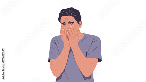 A person expressing deep sadness and covering the face with their hands.