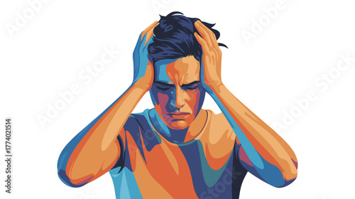 A person looking worried, with a sense of stress or anxiety.