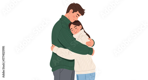 Vector25714 flat couple hugging