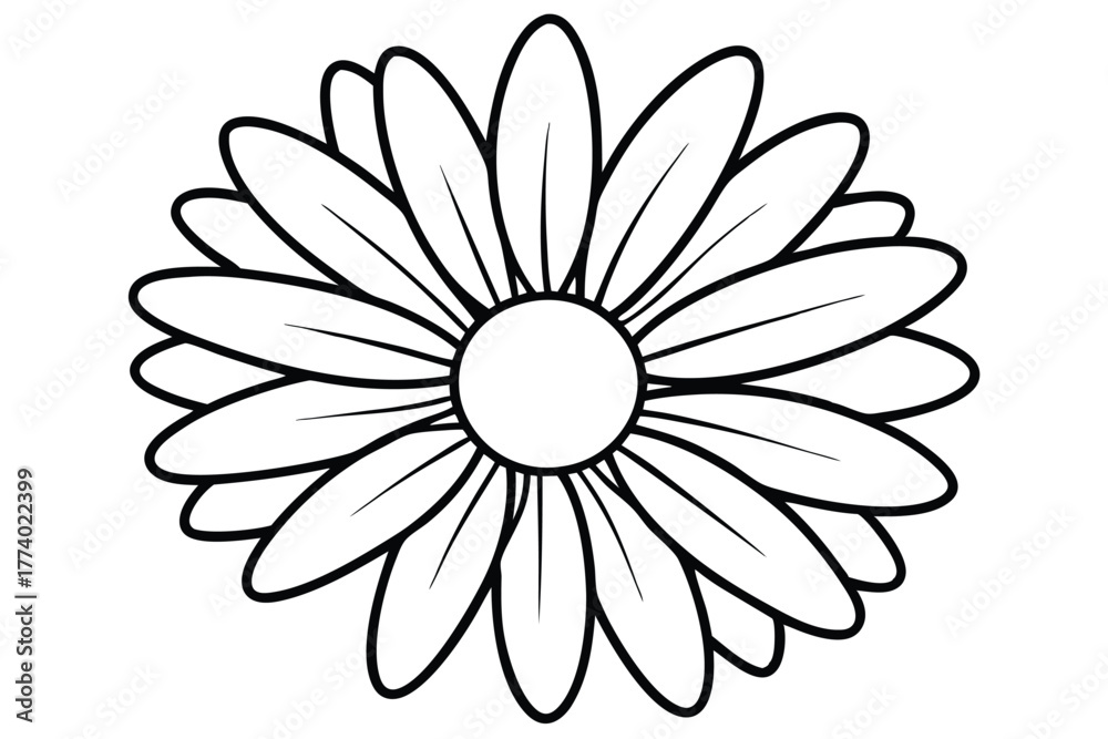 Fototapeta premium daisy black and white line art silhouette on white background