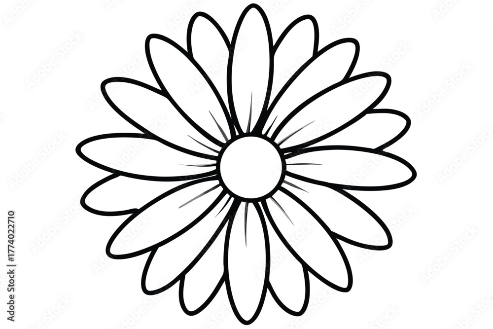 Obraz premium daisy black and white line art silhouette on white background