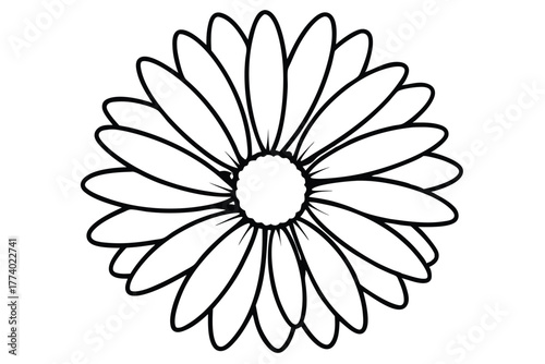 daisy black and white line art silhouette on white background