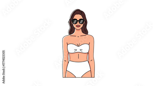 Woman in bikini with sunglasses, fashion, summer style, beach wear