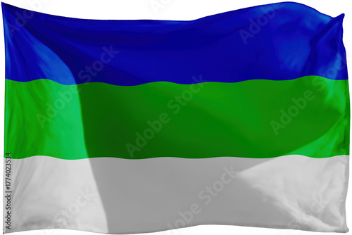 nationalm flag of komi waving on the wind, on transparent png background