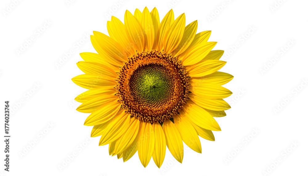 Fototapeta premium Close-up of a vibrant sunflower, its yellow petals radiating from a brown center against black