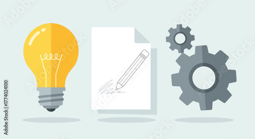Creative Idea Planning and Process Development Concept Illustration.