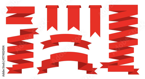 Vector25797 red ribbon set