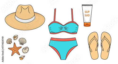 Vector25826 flat summer beach