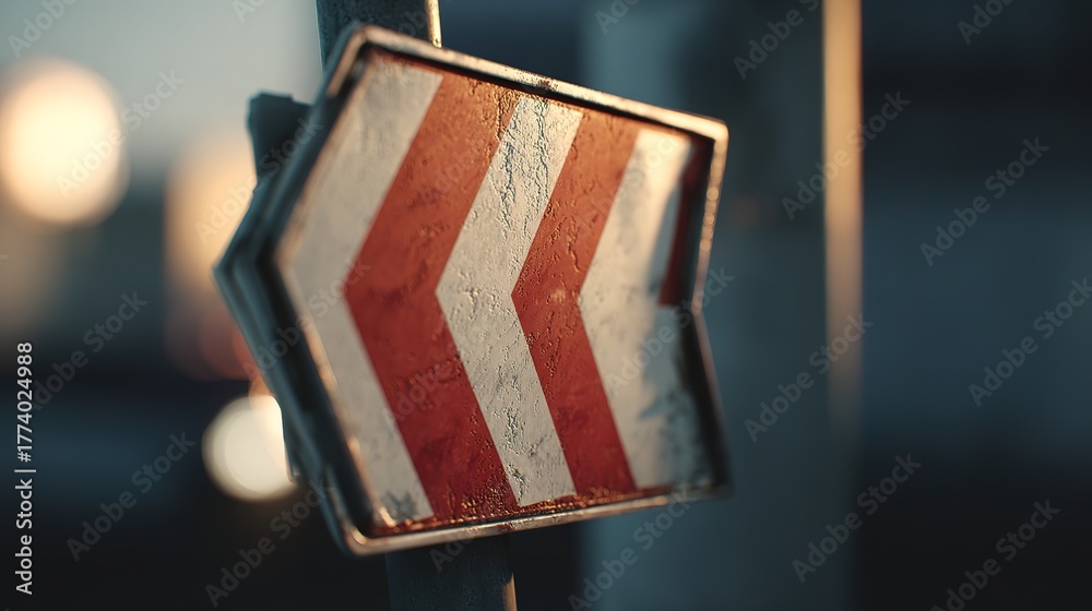 Obraz premium Traffic Sign with Realistic Soft Natural Light Standard Scale Perspective Urban Setting Signage Detail Directional Guidance Concept for Safe Travel Awareness